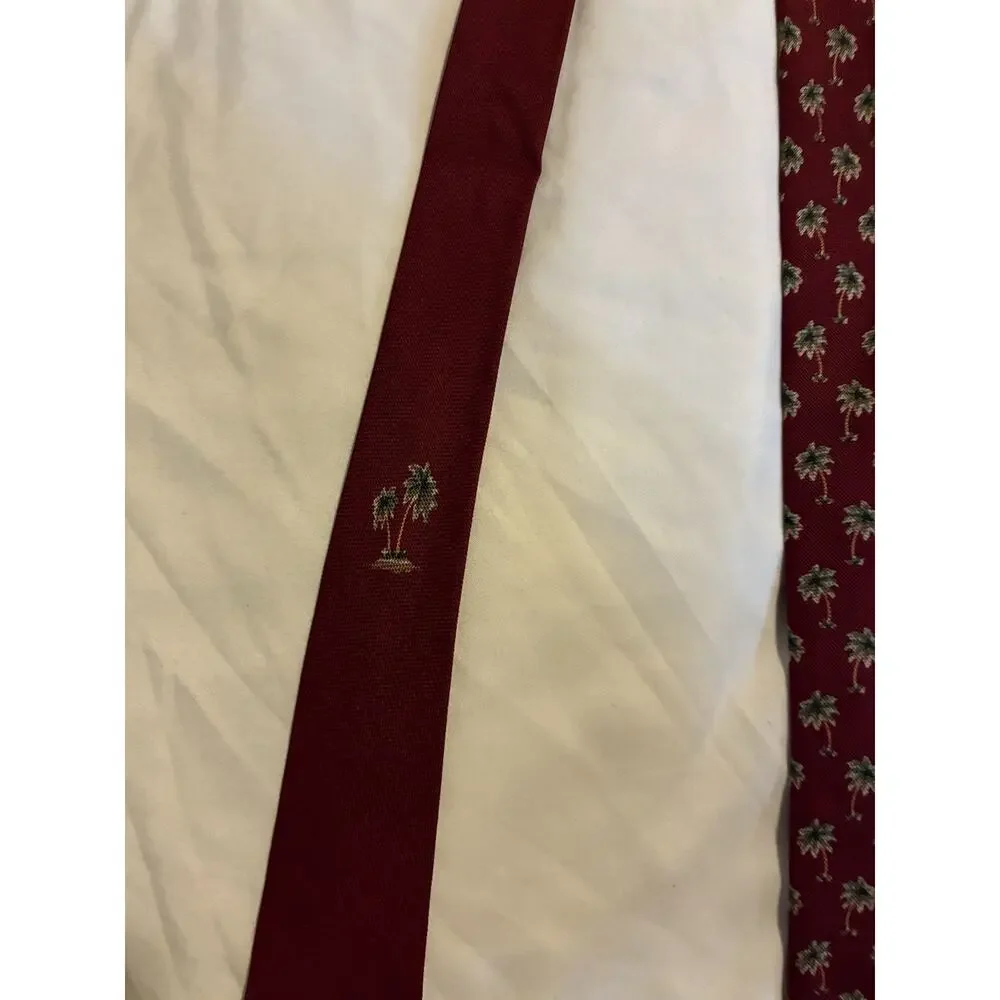 Vintage Off Island By Tommy Bahama Palm Tree Cranberry Tie Classic